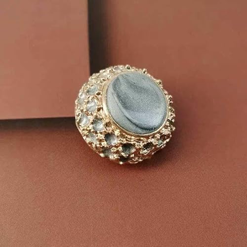 Modische, luxuriöse goldene Metallknöpfe für Kleidung, Krone, Perlenkugel, Vintage, dekorativer Mantel, Nähzubehör, neu, 3 Stück, Goldblau, 18 mm, 3 Stück von YOGAES