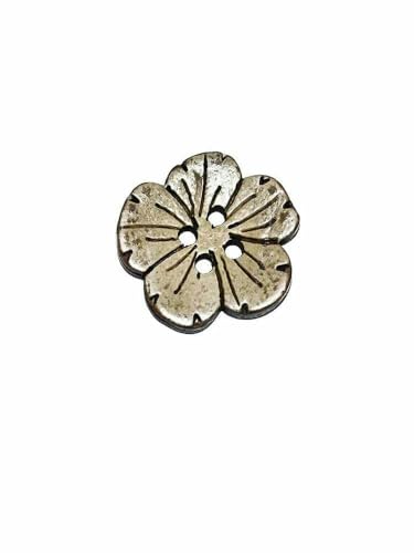 Natürliche Farbe Runde Kokosnuss Muschel Knöpfe, Nähzubehör, Holzknopf, Blumenform, DIY Kleidung, 15PCs, 30PCs, 20mm-KNOPF YK62-15 Stück von YOGAES