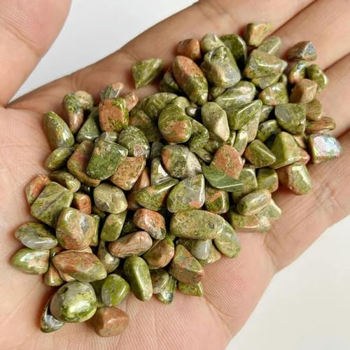 Natürliche grüne Steinsplitter ohne Loch, Perlen, 6–9 mm, Prehnit-Quarz, Kristall-Edelstein, unregelmäßiger Energiestein für Aquarium, Bonsai, 30–20 g von YOGAES