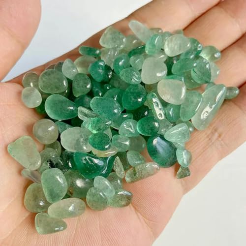 Natürliche grüne Steinsplitter ohne Loch, Perlen, 6–9 mm, Prehnit-Quarz, Kristall-Edelstein, unregelmäßiger Energiestein für Aquarium, Bonsai-25, Erdbeerquarz, 50 g von YOGAES