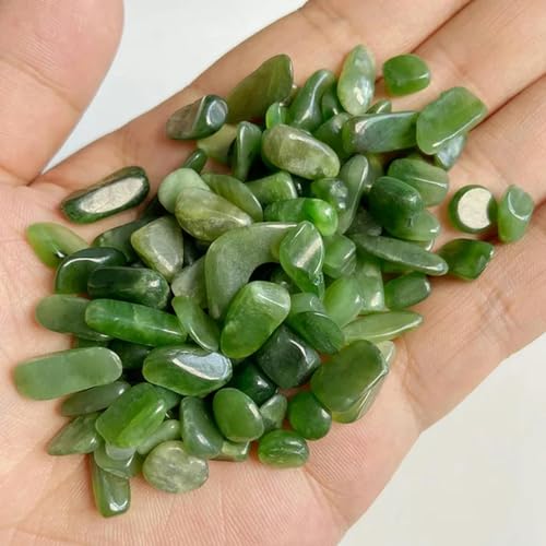 Natürliche grüne Steinsplitter ohne Loch, Perlen, 6–9 mm, Prehnit-Quarz, Kristall-Edelstein, unregelmäßiger Energiestein für Aquarium, Bonsai-26 Jade-100 g von YOGAES