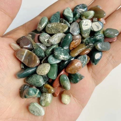 Natürliche grüne Steinsplitter ohne Loch, Perlen, 6–9 mm, Prehnit-Quarz, Kristall-Edelstein, unregelmäßiger Energiestein für Aquarium, Bonsai-31, indischer Achat, 100 g von YOGAES