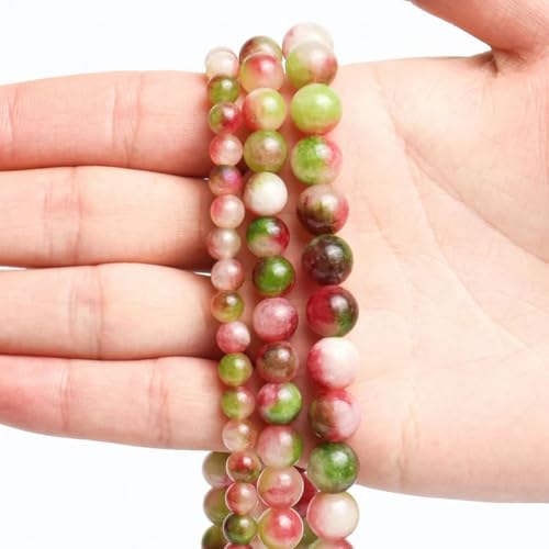 Natürlicher Wassermelonen-Turmalin-Jade-Stein, lose Abstandsperle zur Schmuckherstellung, DIY-Armband, handgefertigtes Zubehör, 6 8 10 mm, Turmalin, 6 mm, ca. 61 Stück Natürlicher Wassermelonen-Turmalin-Jade-Stein, lose Abstandsperle zur Schmuckherstellung, DIY-Armband, handgefertigtes Zubehör, 6 8 10 mm, Turmalin, 6 mm, ca. 61 Stück von YOGAES