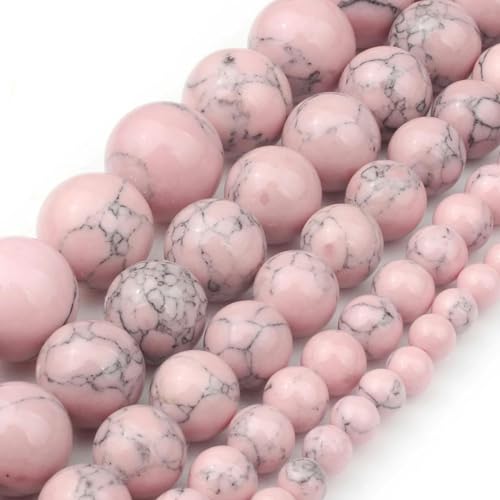 Naturstein, Rosenquarz, rosa Kristall, Katzenauge, Howlith, Jade, runde lose Perlen, Schmuckherstellung, DIY-Armband, Großhandel, 6 mm, 8 mm, Howlith, 8 mm, ca. 46 Stück Naturstein, Rosenquarz, rosa Kristall, Katzenauge, Howlith, Jade, runde lose Perlen, Schmuckherstellung, DIY-Armband, Großhandel, 6 mm, 8 mm, Howlith, 8 mm, ca. 46 Stück von YOGAES