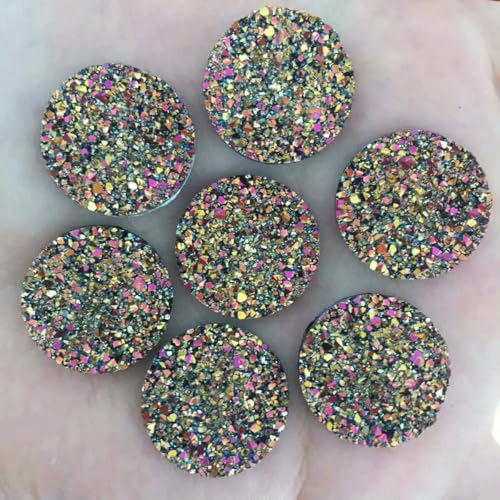 Neue 20 Stück 20 mm Bling AB Harz Runde Erz Unregelmäßige Flatback Strass Ornamente DIY Hochzeit Applikationen Knöpfe W43-W436 von YOGAES