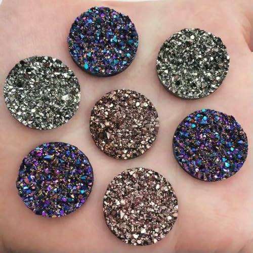 Neue 20 Stück 20 mm Bling AB Harz Runde Erz Unregelmäßige Flatback Strass Ornamente DIY Hochzeit Applikationen Knöpfe W43-gemischt von YOGAES