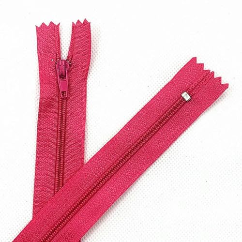 Nylon-Spiralreißverschlüsse für Schneiderhandwerk, 10 Stück, 10–60 cm (4–24 Zoll), 20 Farben, Großpackung-Rosenrot-10 Stück-30 cm (12 Zoll) von YOGAES