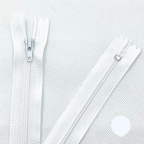 Nylon-Spiralreißverschlüsse für Schneiderhandwerk, 10 Stück, 10–60 cm (4–24 Zoll), 20 Farben, Großpackung-Weiß-10 Stück-18 cm (7 Zoll) von YOGAES