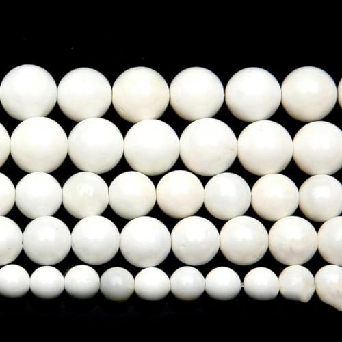 Runde Perlen aus weißer Koralle aus Naturstein, 38,1 cm Strang, 4, 6, 8, 10, 12 mm, wählen Sie die Größe für die Schmuckherstellung, Nr. CO3-8 mm, 45 bis 48 Stück Runde Perlen aus weißer Koralle aus Naturstein, 38,1 cm Strang, 4, 6, 8, 10, 12 mm, wählen Sie die Größe für die Schmuckherstellung, Nr. CO3-8 mm, 45 bis 48 Stück von YOGAES