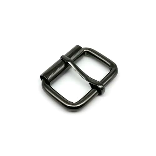 Stück verdicktes Leder für Handtasche, Rucksack, Schuhgurt, Gürtel, Hundehalsband, Kette, rechteckiger Ring, verstellbare Rolldornschnalle, Innenbreite 20 mm, Gun Black von YOGAES