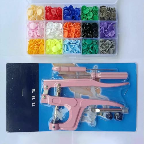 T5 Harz-Druckknopf-Set, Druckknöpfe, U-Form, Verschluss, Druckknopfzange, Set, Druckknöpfe, Stoffknöpfe, DIY-Nähmaschine, Bastelwerkzeug, rosa Zange, 150 Stück, B-T5 T5 Harz-Druckknopf-Set, Druckknöpfe, U-Form, Verschluss, Druckknopfzange, Set, Druckknöpfe, Stoffknöpfe, DIY-Nähmaschine, Bastelwerkzeug, rosa Zange, 150 Stück, B-T5 von YOGAES