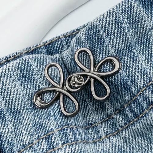 Taillenknopfverschluss, verstellbare Jeansknöpfe aus Metall – Spanner für weite Jeans, sofort nähfrei für Jeanshosen – Grau – 2 Stück von YOGAES