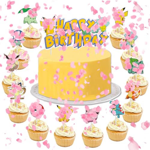 YOGARTH 25 Stück Tortendeko Nicht Essbare Kinder, Kuchen Deko Junge Mädchen, Happy Birthday Cake Topper Set für Kindergeburtstag Party Kuchen Dekoration (B) von YOGARTH
