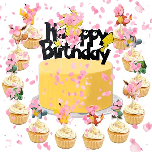 YOGARTH 25 Stück Tortendeko Kindergeburtstag, Kuchen Deko Junge Mädchen, Happy Birthday Topper, Tortendekoration Cake Topper Set für Kinder Geburtstag Party Kuchen Dekoration Supplies (B) von YOGARTH