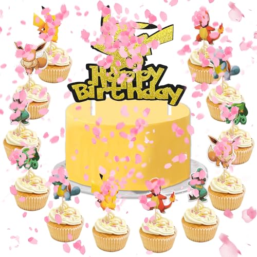 YOGARTH 25 Stück Tortendeko Nicht Essbare Junge Mädchen, Kuchen Deko Kinder, Happy Birthday Cake Topper Set für Kindergeburtstag Party Kuchen Dekoration (A) von YOGARTH