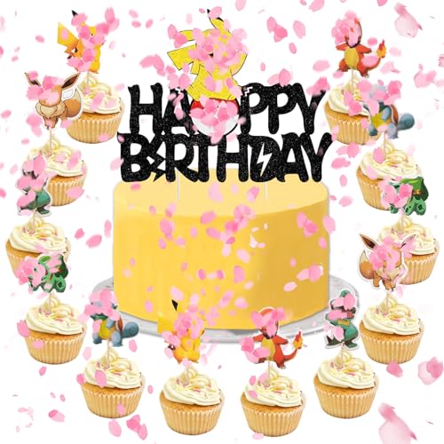 YOGARTH 25 Stück Tortendeko Nicht Essbare Junge Mädchen, Kuchen Deko Kinder, Happy Birthday Cake Topper Set für Kindergeburtstag Party Kuchen Dekoration (C) von YOGARTH