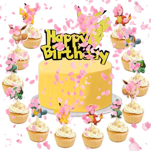 YOGARTH 25 Stück Tortendeko Nicht Essbare Kinder, Kuchen Deko Junge Mädchen, Happy Birthday Cake Topper Set für Kindergeburtstag Party Kuchen Dekoration (A) von YOGARTH