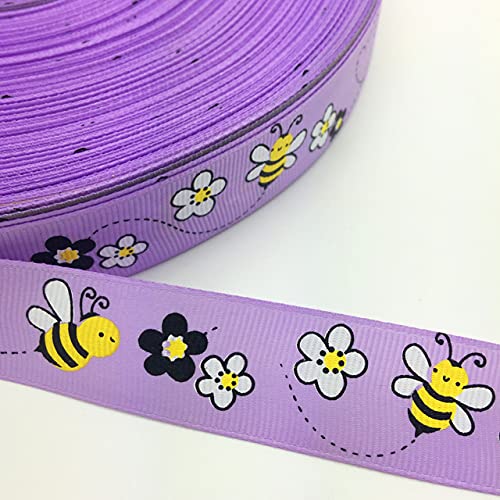 DIY 5 Yards 25 mm kleine Biene bedrucktes Ripsband Haarschleife Party Craft von YOGAY