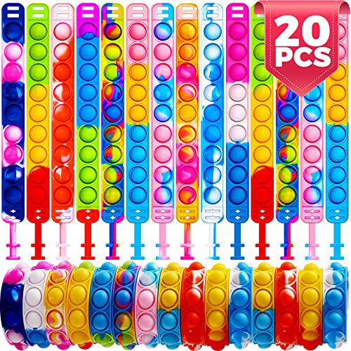 20 PCS Pop Bracelet it Fidget Toys Pack, Birtyday Party Gifts, Pinata Christmas Eve Box Stocking Fillers Kids, Bag Gifts Wristband as Return for Kids von YOGINGO
