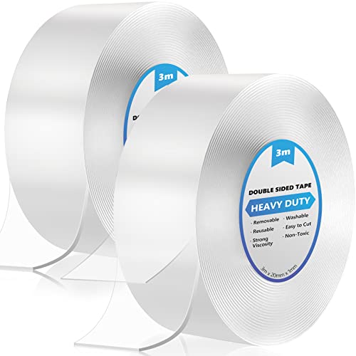 6m Doppelseitiges Klebeband Extra Stark Transparent, 2 Rollen Double Sided Tape, Abnehmbar Spurlos Klebeband Doppelseitig Dünn für Teppich, Foto Wand, Küche, Zuhause, Auto oder Outdoor 6m Doppelseitiges Klebeband Extra Stark Transparent, 2 Rollen Double Sided Tape, Abnehmbar Spurlos Klebeband Doppelseitig Dünn für Teppich, Foto Wand, Küche, Zuhause, Auto oder Outdoor von YOGINGO