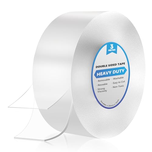 joyliveCY Doppelseitiges Klebeband Extra Stark Transparent, 3 Meter Nano Double Sided Tape, Abnehmbar Spurlos Klebeband Doppelseitig Dünn für Teppich, Foto Wand, Küche, Zuhause, Auto oder Outdoor von joyliveCY