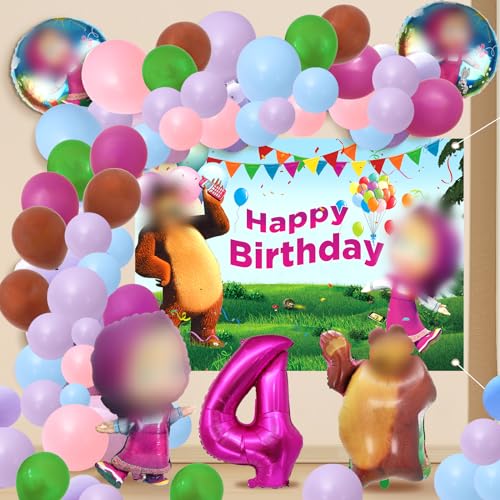 59 Stück Party Deko 4 Jahre, Luftballon 4 Jahre, Hintergrund, Folio Luftballons 4 Jahre, Party Set für 4 Jahre Kinder Geburtstag von YOILIK