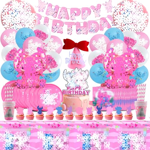 94 Stück Lilo und Stitc Geburtstag Deko, Stitc Geburtstag, Luftballons Gebur tstag St itc, Sti tc Geburt stag Geschirrset, Sti tc Folienballon, Stitc Geburt stag Party von YOILIK