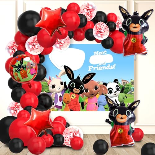 Bunny Geburtstag Deko,69 Stück Bunny Geburtstag Dekoration Set, Bunny Luftballons, Bunny Geburtstagsdeko, Für Kinder Happy Birthday Themed decoration Partyzubehör von YOILIK