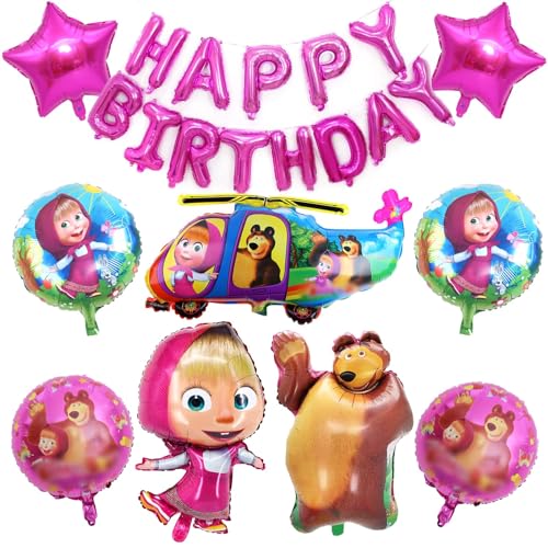 mascha Luftballon, mascha Geburtstag Deko, mascha Folien Ballon, mascha Party Theme Ballons, mascha Kindergeburtstag für Mädchen Junge Party Baby Shower von YOILIK
