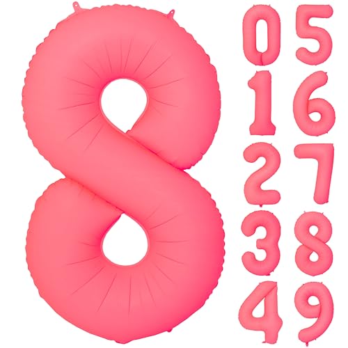 101,6 cm rote Geburtstagsballons mit Zahl 8, fluoreszierender roter Helium-Folienballon für Jungen und Mädchen, Geburtstag, Hochzeit, Babyparty, fluoreszierende Party-Dekorationen, Zubehör 8 101,6 cm rote Geburtstagsballons mit Zahl 8, fluoreszierender roter Helium-Folienballon für Jungen und Mädchen, Geburtstag, Hochzeit, Babyparty, fluoreszierende Party-Dekorationen, Zubehör 8 von YOIOZAIZAI