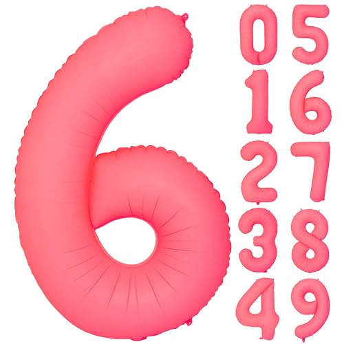 101,6 cm rote Luftballons zum Geburtstag, Zahl 6, fluoreszierend, rot, Helium-Folienballon für Jungen und Mädchen, Geburtstag, Hochzeit, Babyparty, fluoreszierend, Party-Dekorationen, Zubehör, 6 Stück 101,6 cm rote Luftballons zum Geburtstag, Zahl 6, fluoreszierend, rot, Helium-Folienballon für Jungen und Mädchen, Geburtstag, Hochzeit, Babyparty, fluoreszierend, Party-Dekorationen, Zubehör, 6 Stück von YOIOZAIZAI