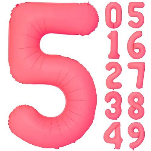 101.6 cm rote Geburtstagsballons mit Zahl 5, fluoreszierender roter Helium-Folienballon für Jungen und Mädchen, Geburtstag, Hochzeit, Babyparty, fluoreszierende Party-Dekorationen, Zubehör 5 101.6 cm rote Geburtstagsballons mit Zahl 5, fluoreszierender roter Helium-Folienballon für Jungen und Mädchen, Geburtstag, Hochzeit, Babyparty, fluoreszierende Party-Dekorationen, Zubehör 5 von YOIOZAIZAI