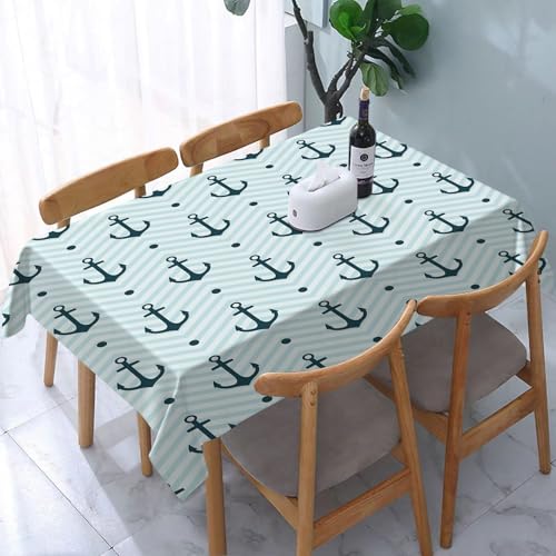 YOIUE Tischdecke Abwaschbar Rechteckig,137x183cm,Polyester Tischtuch Tafeldecke Ornamente Schmutzabweisend Pflegeleicht,Anker, vom Ozean inspirierter Zickzack-Hintergrund mit blassem maritimen Anker YOIUE Tischdecke Abwaschbar Rechteckig,137x183cm,Polyester Tischtuch Tafeldecke Ornamente Schmutzabweisend Pflegeleicht,Anker, vom Ozean inspirierter Zickzack-Hintergrund mit blassem maritimen Anker von YOIUE