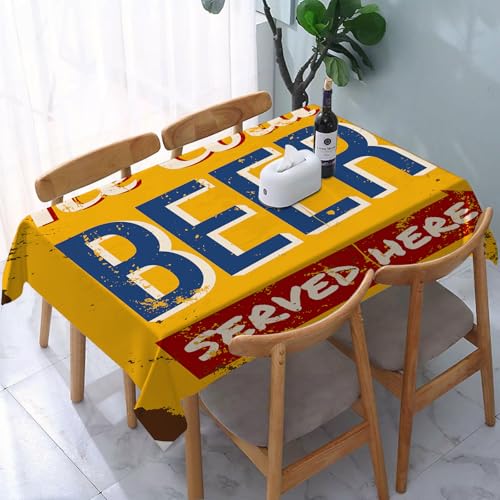 YOIUE Tischdecke Abwaschbar Rechteckig,137x183cm,Polyester Tischtuch Tafeldecke Ornamente Schmutzabweisend Pflegeleicht,Man Cave Dekor, Vintage getragenes rostiges Schild Design Bier YOIUE Tischdecke Abwaschbar Rechteckig,137x183cm,Polyester Tischtuch Tafeldecke Ornamente Schmutzabweisend Pflegeleicht,Man Cave Dekor, Vintage getragenes rostiges Schild Design Bier von YOIUE
