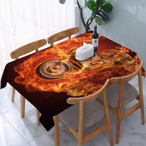 YOIUE Tischdecke Abwaschbar Rechteckig,137x183cm,Polyester Tischtuch Tafeldecke Ornamente Schmutzabweisend Pflegeleicht,Manly Set, Chopper Bike bricht durch Feuer Motorrad-Motorrad-Gefährlicher Sport YOIUE Tischdecke Abwaschbar Rechteckig,137x183cm,Polyester Tischtuch Tafeldecke Ornamente Schmutzabweisend Pflegeleicht,Manly Set, Chopper Bike bricht durch Feuer Motorrad-Motorrad-Gefährlicher Sport von YOIUE