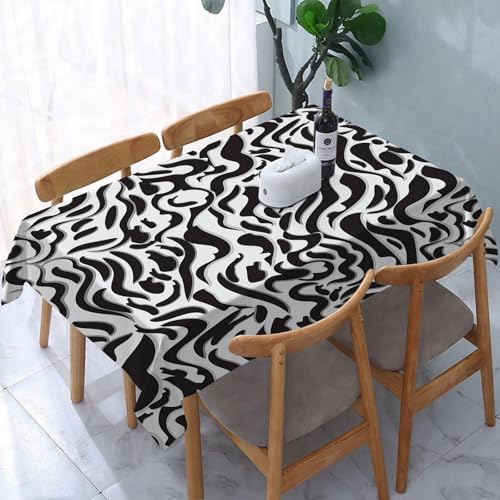 YOIUE Tischdecke Abwaschbar Rechteckig,137x183cm,Polyester Tischtuch Tafeldecke Ornamente Schmutzabweisend Pflegeleicht,Trendy Mix aus Tierhautdrucken, Zebrasafari, Afrika, nahtloses Muster, Vektorde von YOIUE