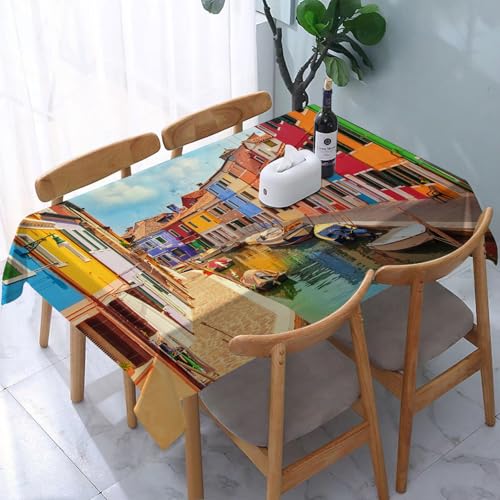 YOIUE Tischdecke Abwaschbar Rechteckig,137x183cm,Polyester Tischtuch Tafeldecke Ornamente Schmutzabweisend Pflegeleicht,Venedig, farbenfrohe Gebäude und Wasserkanal mit Booten l Burano in der Lagune YOIUE Tischdecke Abwaschbar Rechteckig,137x183cm,Polyester Tischtuch Tafeldecke Ornamente Schmutzabweisend Pflegeleicht,Venedig, farbenfrohe Gebäude und Wasserkanal mit Booten l Burano in der Lagune von YOIUE