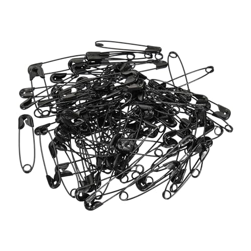 YOKIVE 100 Stück Sicherheitsnadeln, Große Metallnadeln | Handwerksanfertigung, Ideal für Kleidung, Stricken, Nähen (Schwarz, 1,06 Zoll) von YOKIVE