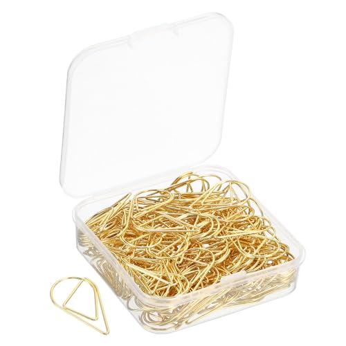 YOKIVE 150 Stk. Büroklammer, tropfenförmig mit Box | Halten Sie den Schreibtisch ordentlich, ideal für Büro, Kunst, Handwerk, Zuhause, täglichen Gebrauch (Goldfarben, 1 Zoll). von YOKIVE