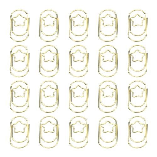 YOKIVE 20 Stück Büroklammer, sternförmige niedliche Lesezeichenklammern, halten den Tisch ordentlich, ideal für Büro, Kunst, Zuhause, täglichen Gebrauch (Goldfarben, 0,9 Zoll) von YOKIVE