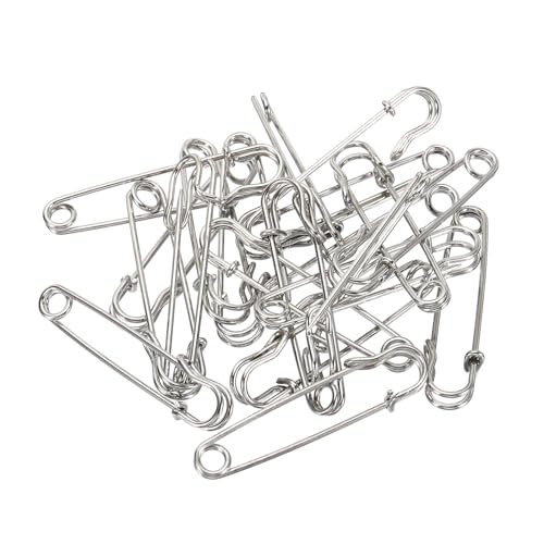 YOKIVE 20 Stück Sicherheitsnadeln, Große Metallnadeln | Handwerksanfertigung, Ideal für Kleidung, Stricken, Nähen (Silberton, 1,5 Zoll) von YOKIVE