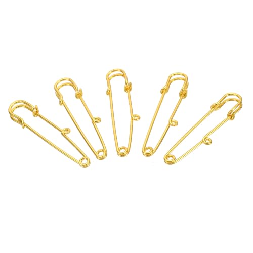 YOKIVE 20 Stück Sicherheitsnadeln, Metallnadel mit 1 Loch, Nähen Abzeichen Handwerk, Ideal für Zuhause, Geschäft, täglichen Gebrauch (Goldfarben, 2,2 Zoll). von YOKIVE