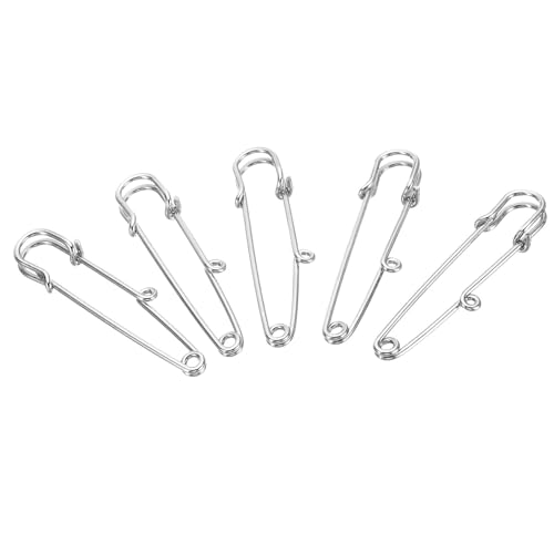 YOKIVE 20 Stück Sicherheitsnadeln, Metallnadel mit 1 Loch, Nähen Abzeichen Handwerk, Ideal für Zuhause, Geschäft, täglichen Gebrauch (Silberton, 2,2 Zoll) von YOKIVE