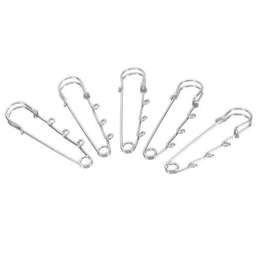 YOKIVE 20 Stück Sicherheitsnadeln, Metallnadel mit 3 Löchern, Nähen Abzeichen Handwerk, Ideal für Zuhause, Geschäft, täglichen Gebrauch (Silberton, 2,4 Zoll). von YOKIVE