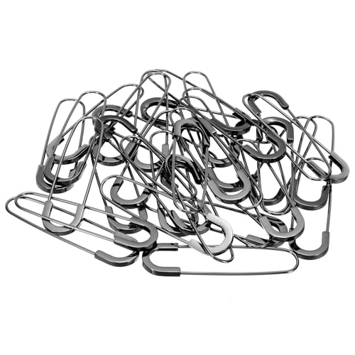 YOKIVE 35 Stück Sicherheitsnadeln, Metall Große Sicherheitsnadeln Clips, Halten Fixiert Sicherheitsnadel, Ideal für Büro, Kunst, Zuhause, Täglichen Gebrauch (Schwarz, 3,15 Zoll) von YOKIVE