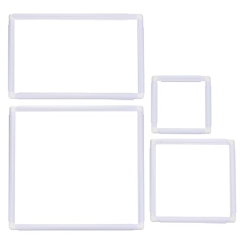 YOKIVE 4 x Stickrahmen, rechteckig, Kreuzstich-Ring, Holzimitat, Kreis, schnell, ideal für DIY, Stickerei, Kunst, Handwerk, Nähen und Aufhängen, Weiß von YOKIVE