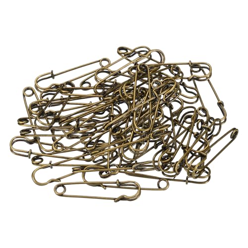 YOKIVE 50 Stück Sicherheitsnadeln, Große Metall-Nähnadeln | Basteln, Ideal für Kleidung, Stricken, Nähen (Bronzeton, 1,5 Zoll). von YOKIVE