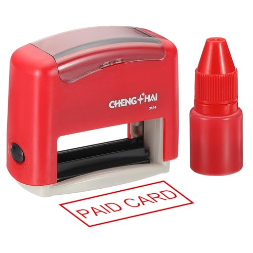 YOKIVE Bezahlte Karte Selbstfärbender Gummistempel, Bürostempel für Bürodokumente, Papierkram, Lager, Etikett (Rot) von YOKIVE