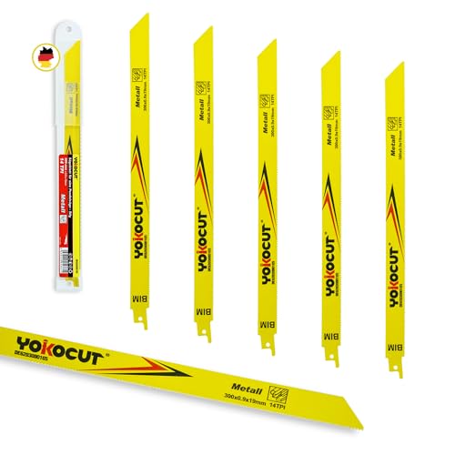 YOKOCUT Säbelsägeblätter Set 300mm 14TPI Geeignet für Heavy-Metall Schneiden M42 BIM Säbelsägeblätter Metall-Abbruch 5-tlg. YOKOCUT Säbelsägeblätter Set 300mm 14TPI Geeignet für Heavy-Metall Schneiden M42 BIM Säbelsägeblätter Metall-Abbruch 5-tlg. von YOKOCUT