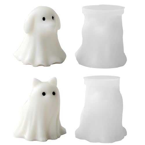 YOKUSHI Halloween-Geister-Silikonformen, 3D-Tier, Katze, Hund, Epoxid-Gussform für Kerzen, Seife, Zuhause, Kunst, Handwerk, Dekoration, 2 Stück YOKUSHI Halloween-Geister-Silikonformen, 3D-Tier, Katze, Hund, Epoxid-Gussform für Kerzen, Seife, Zuhause, Kunst, Handwerk, Dekoration, 2 Stück von YOKUSHI
